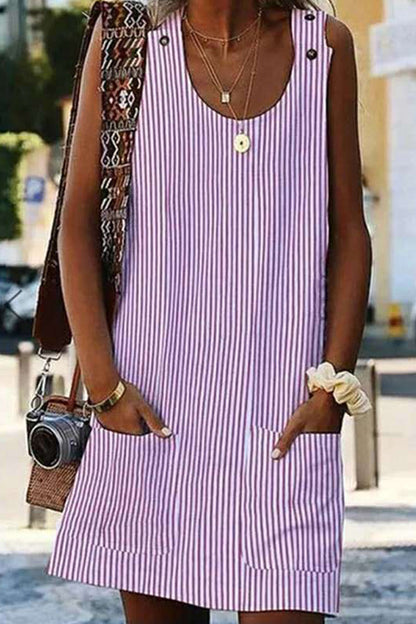 Vestidos de moda estilo británico con rayas y patchwork (4 colores)