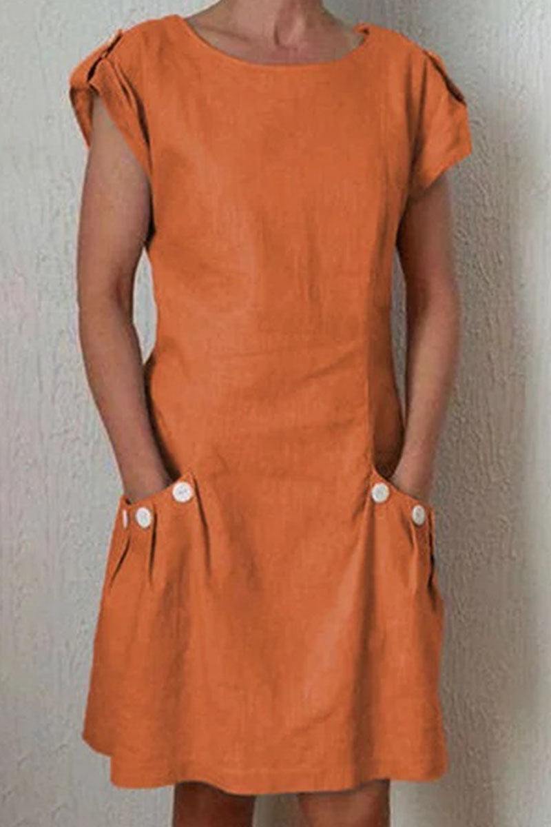 Fashion Street Solid Patchwork O Neck A Line Dresses(5 Colors)