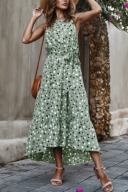 Vestido estampado de lunares con cuello redondo (5 colores)