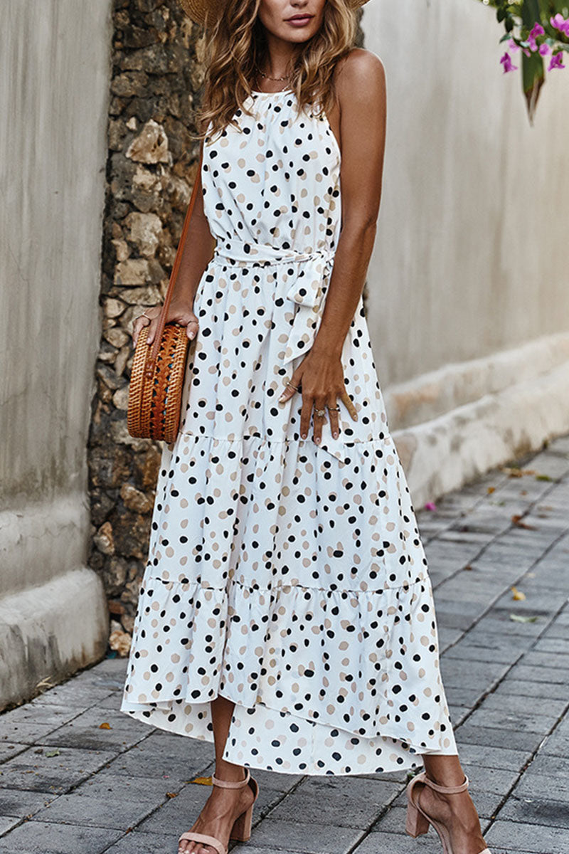 Vestido estampado de lunares con cuello redondo (5 colores)