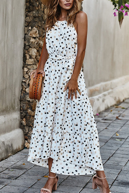Vestido estampado de lunares con cuello redondo (5 colores)