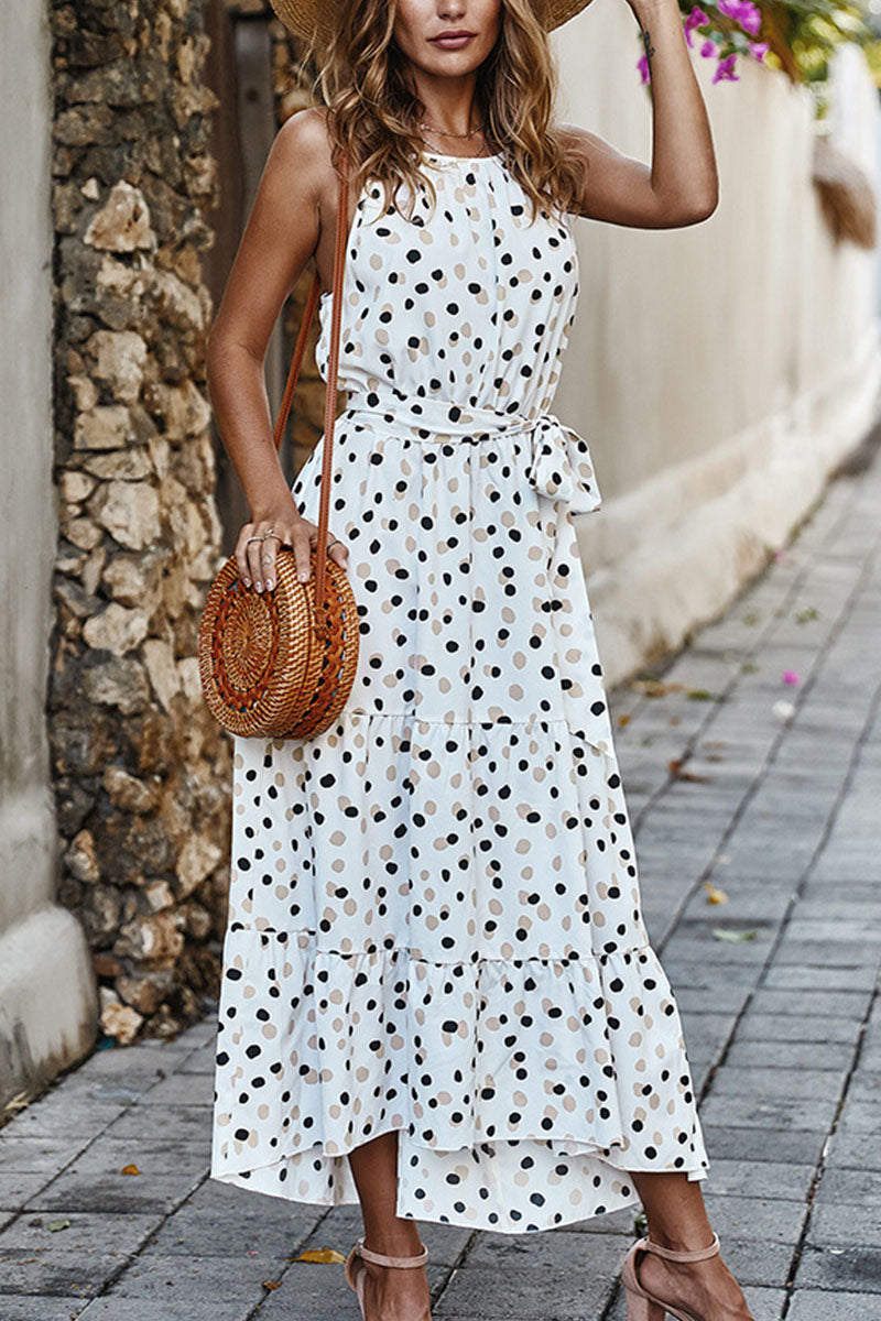 Vestido estampado de lunares con cuello redondo (5 colores)