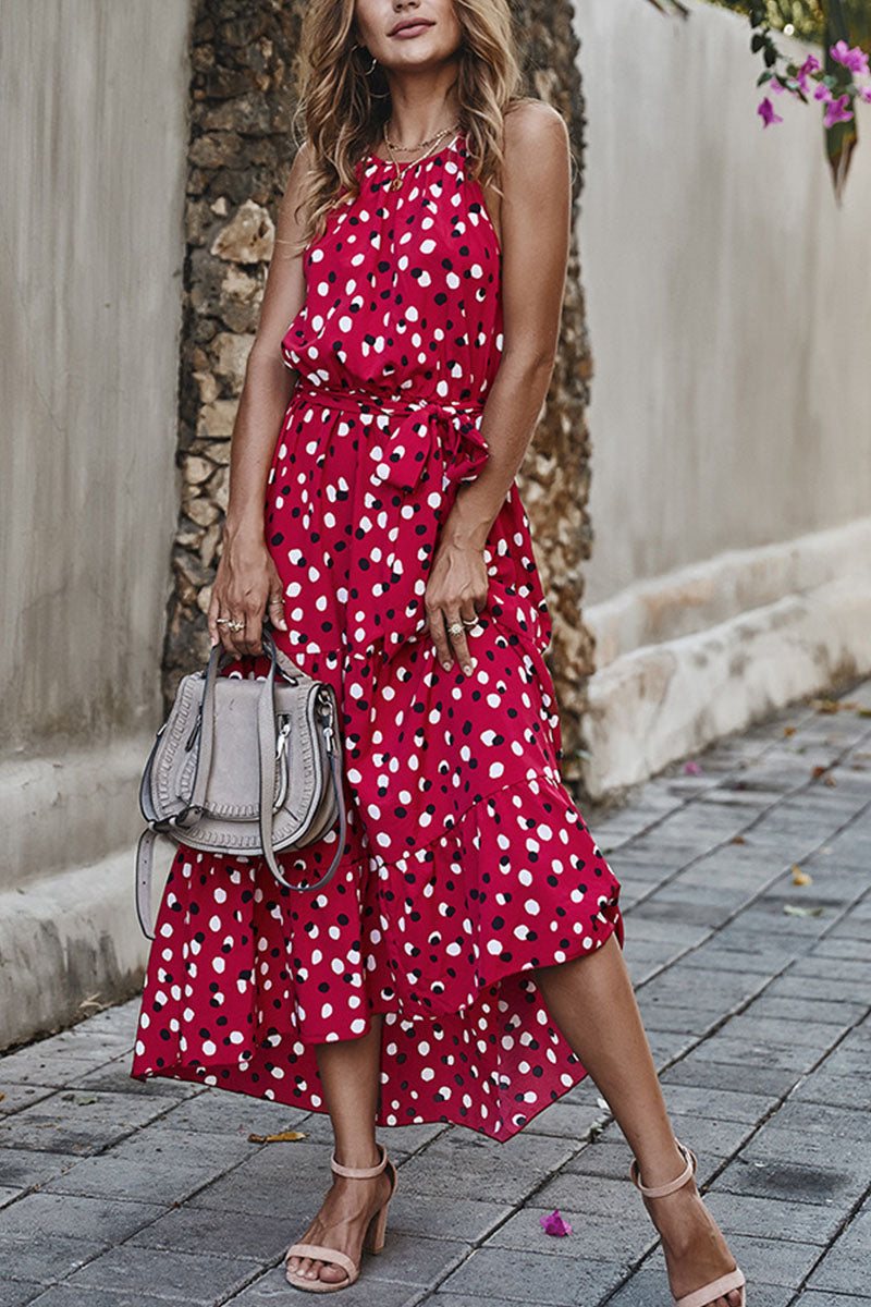 Vestido estampado de lunares con cuello redondo (5 colores)