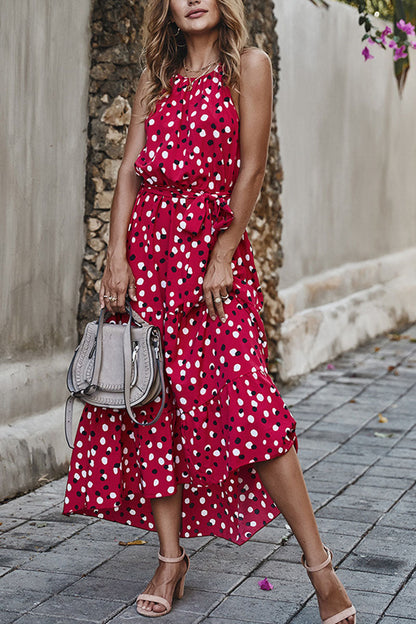 Vestido estampado de lunares con cuello redondo (5 colores)