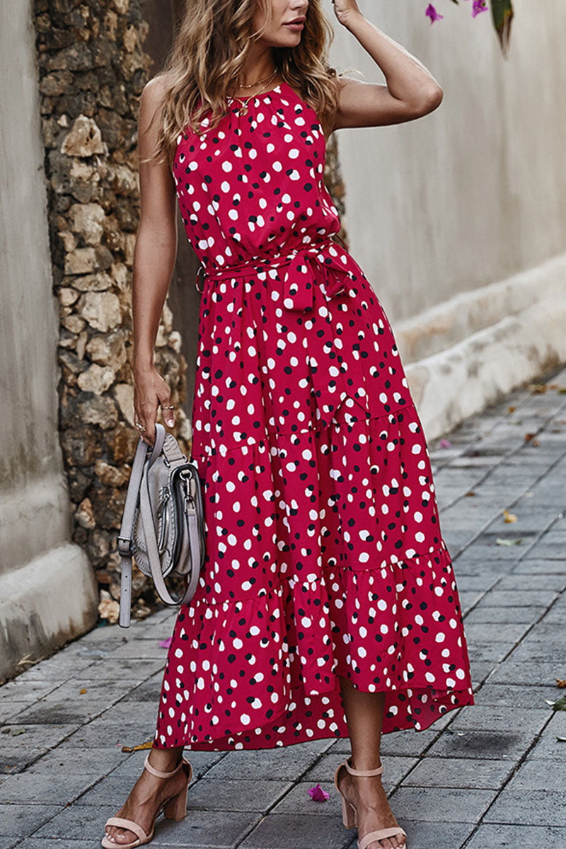 Vestido estampado de lunares con cuello redondo (5 colores)