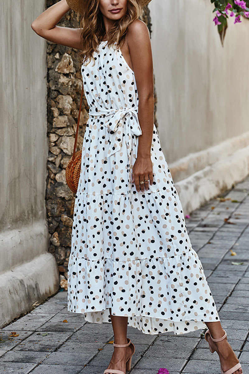 Vestido estampado de lunares con cuello redondo (5 colores)