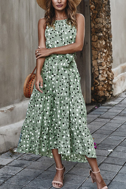 Vestido estampado de lunares con cuello redondo (5 colores)