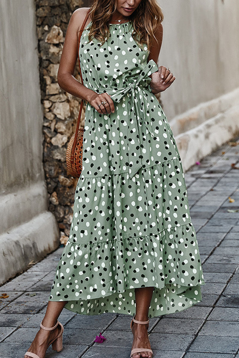 Vestido estampado de lunares con cuello redondo (5 colores)