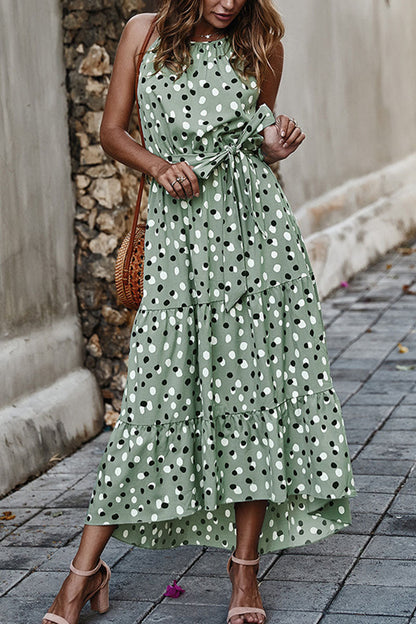 Vestido estampado de lunares con cuello redondo (5 colores)