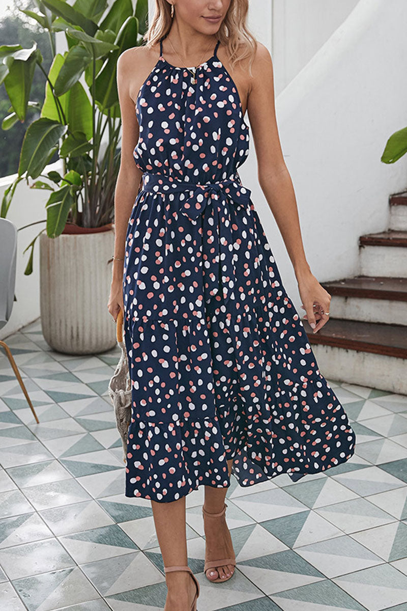Vestido estampado de lunares con cuello redondo (5 colores)
