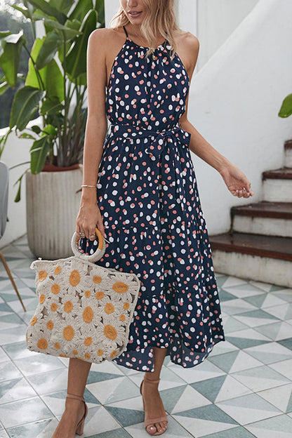 Vestido estampado de lunares con cuello redondo (5 colores)