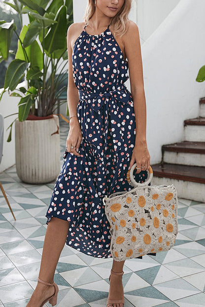 Vestido estampado de lunares con cuello redondo (5 colores)