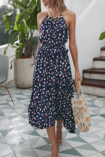 Vestido estampado de lunares con cuello redondo (5 colores)