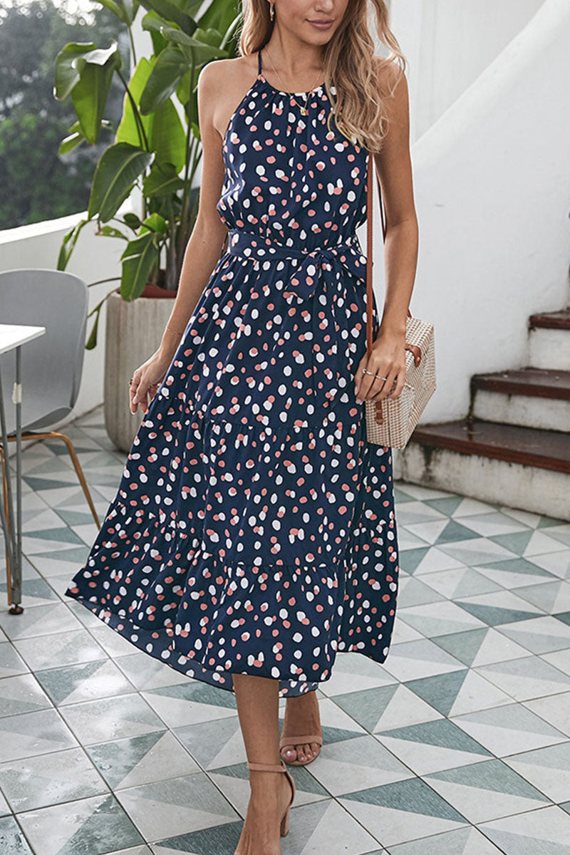 Vestido estampado de lunares con cuello redondo (5 colores)