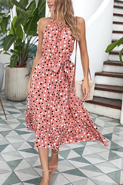Vestido estampado de lunares con cuello redondo (5 colores)