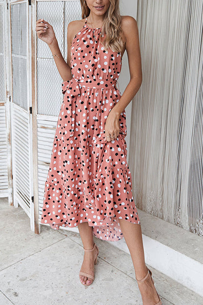 Vestido estampado de lunares con cuello redondo (5 colores)