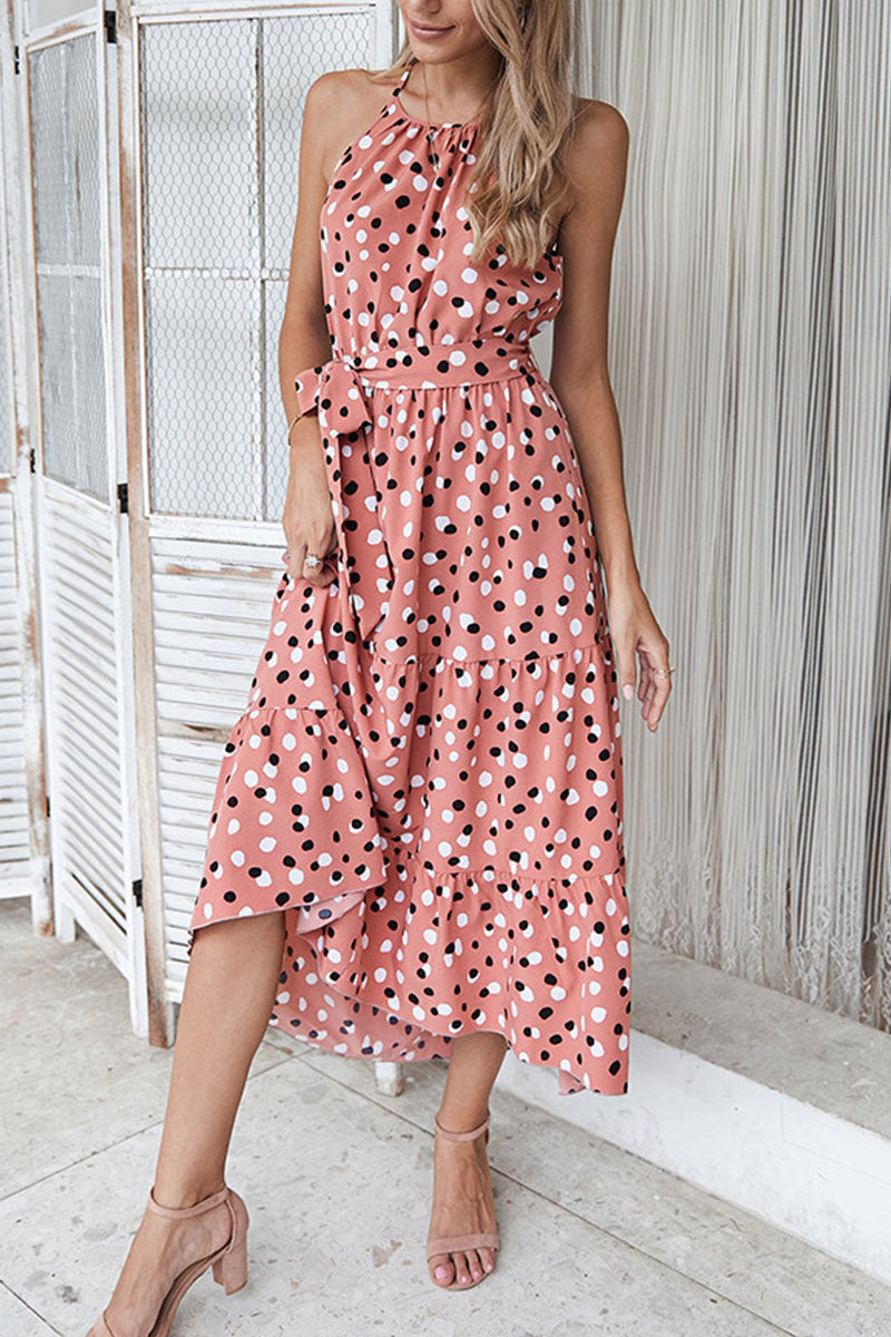 Vestido estampado de lunares con cuello redondo (5 colores)