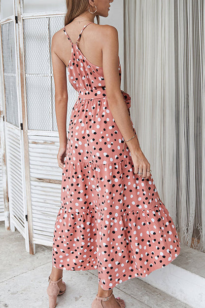 Vestido estampado de lunares con cuello redondo (5 colores)