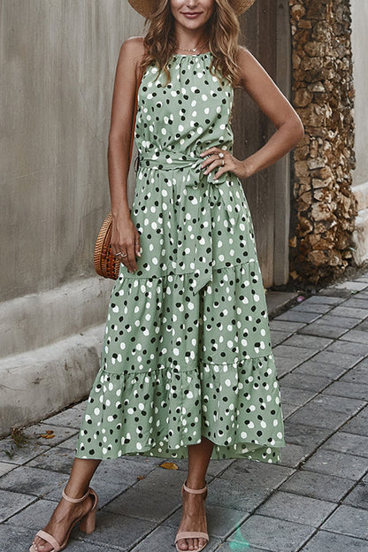 Vestido estampado de lunares con cuello redondo (5 colores)