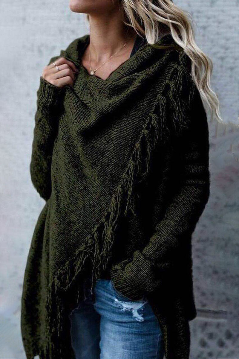 Suéteres casuales de moda con cuello redondo y cintura media, con parches sólidos (7 colores)