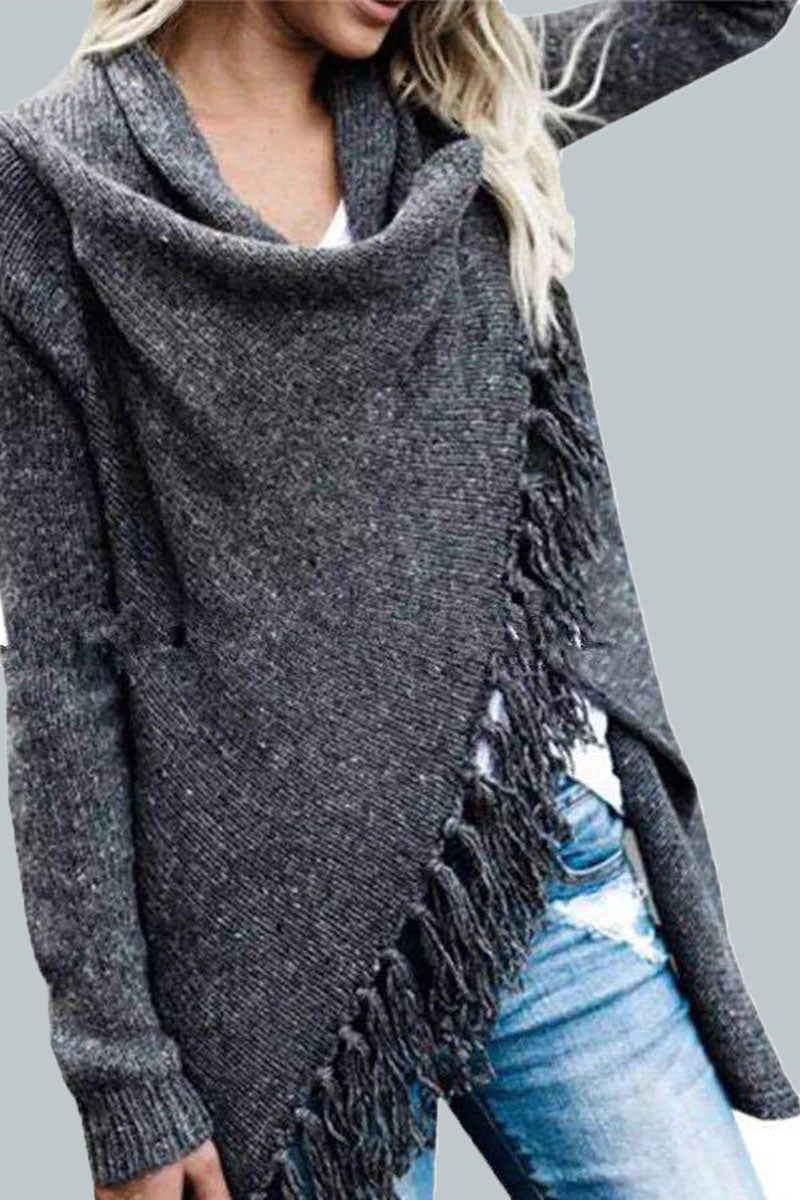 Suéteres casuales de moda con cuello redondo y cintura media, con parches sólidos (7 colores)