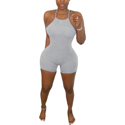 Mono de verano para mujer, color liso, sexy, ajustado, talla grande