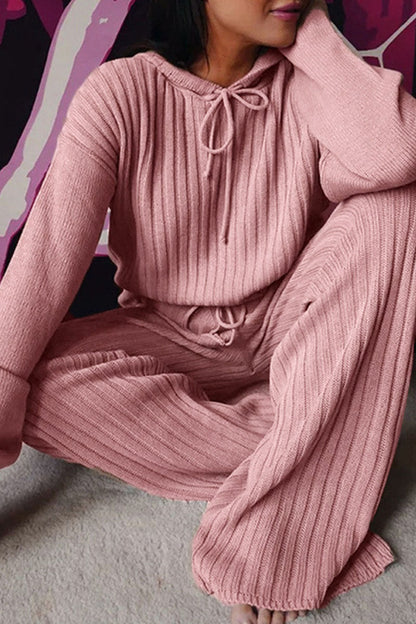 Conjunto de dos piezas de manga larga con cuello y capucha, estilo casual y sólido con parches