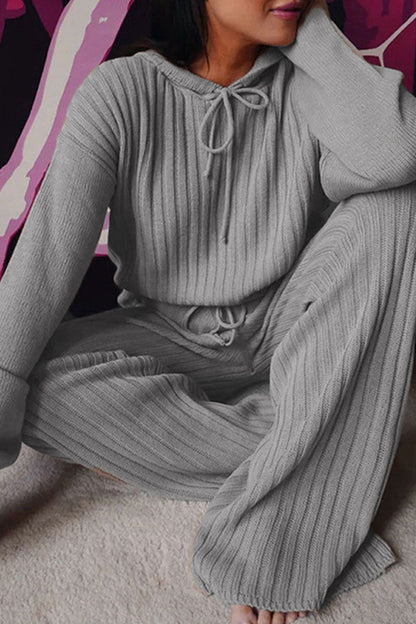 Conjunto de dos piezas de manga larga con cuello y capucha, estilo casual y sólido con parches