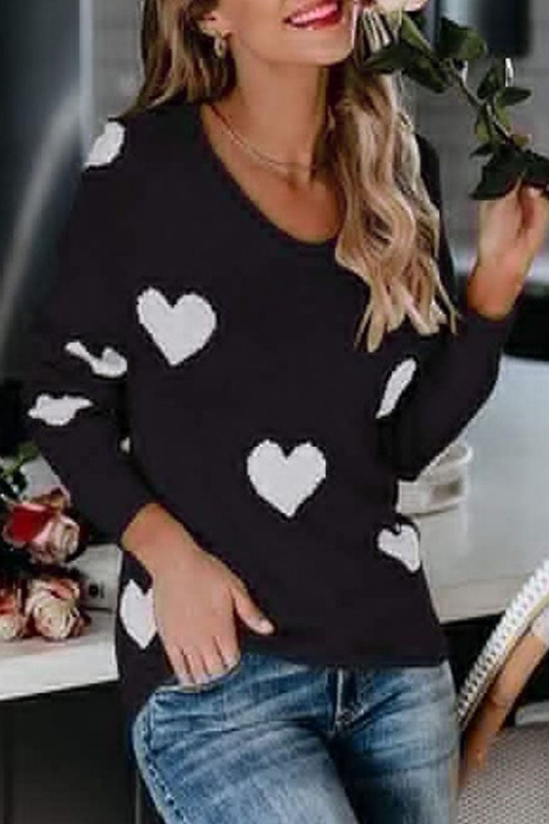 Suéter básico con cuello en V y cintura media con estampado informal (5 colores)