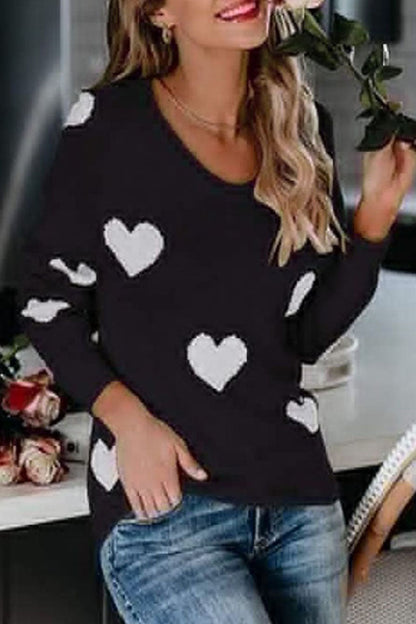 Suéter básico con cuello en V y cintura media con estampado informal (5 colores)