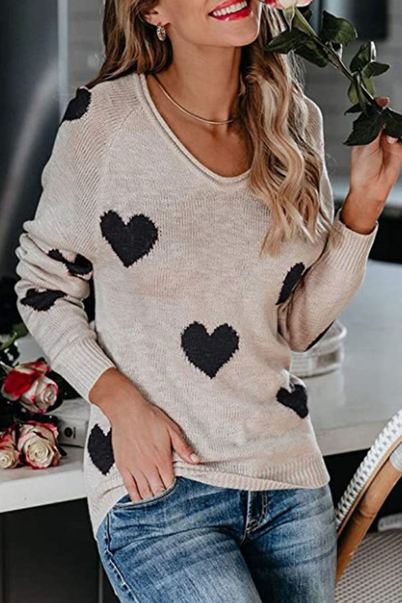 Suéter básico con cuello en V y cintura media con estampado informal (5 colores)