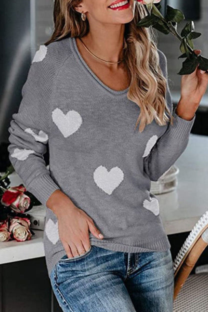 Suéter básico con cuello en V y cintura media con estampado informal (5 colores)