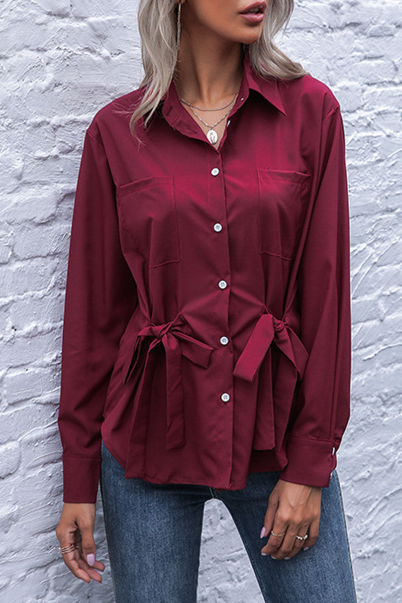 Tops de cuello vuelto con frenillo y patchwork liso de moda urbana