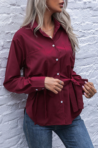 Tops de cuello vuelto con frenillo y patchwork liso de moda urbana