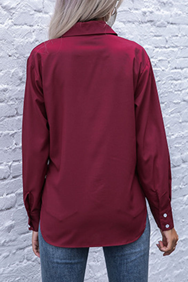 Tops de cuello vuelto con frenillo y patchwork liso de moda urbana