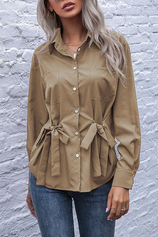Tops de cuello vuelto con frenillo y patchwork liso de moda urbana