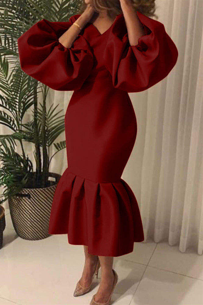 Vestido de noche sexy, liso, básico, con escote en V (6 colores)