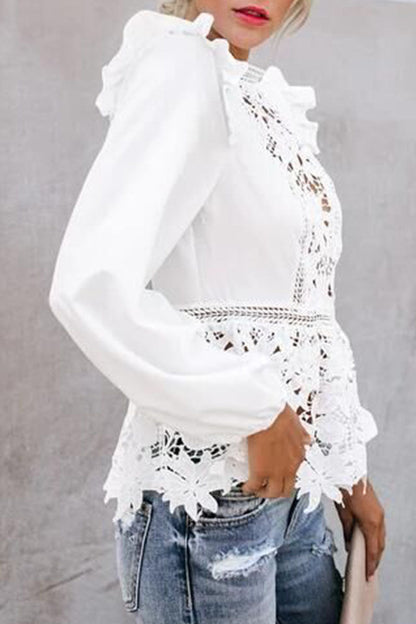 Tops de moda sexys de cuello redondo con retazos ahuecados y sólidos