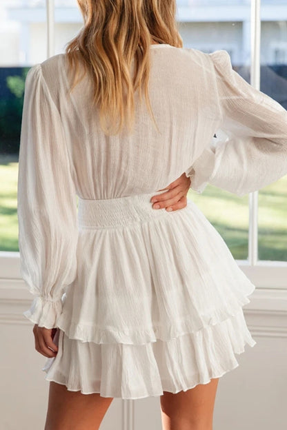 Vestidos de línea A con cuello en V y patchwork liso de moda urbana