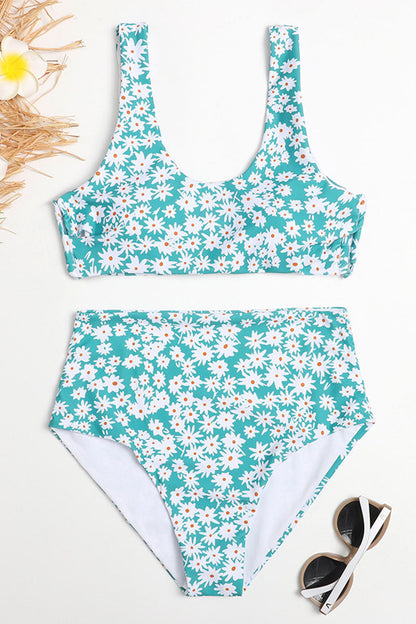 Fashion Vacation Print Patchwork Swimwears(2 Colors)