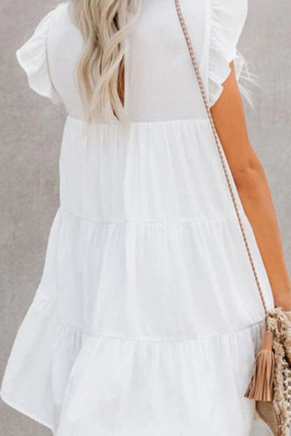 Vestidos de princesa con cuello redondo y volantes de patchwork liso de estilo británico a la moda