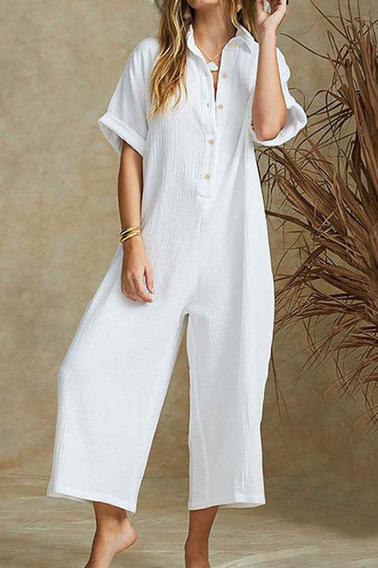 Monos casuales holgados con cuello vuelto liso (3 colores)