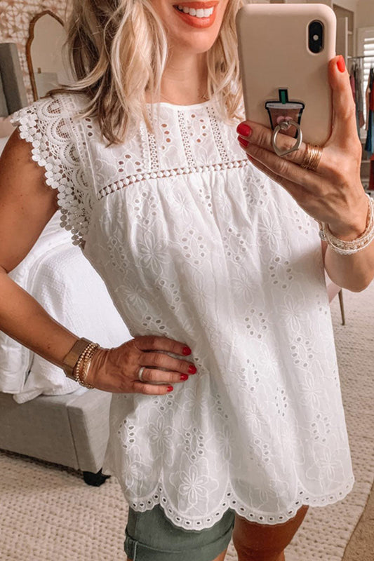 Tops de cuello redondo con abertura en la parte superior lisa de moda