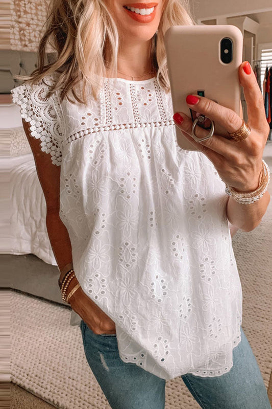 Tops de cuello redondo con abertura en la parte superior lisa de moda