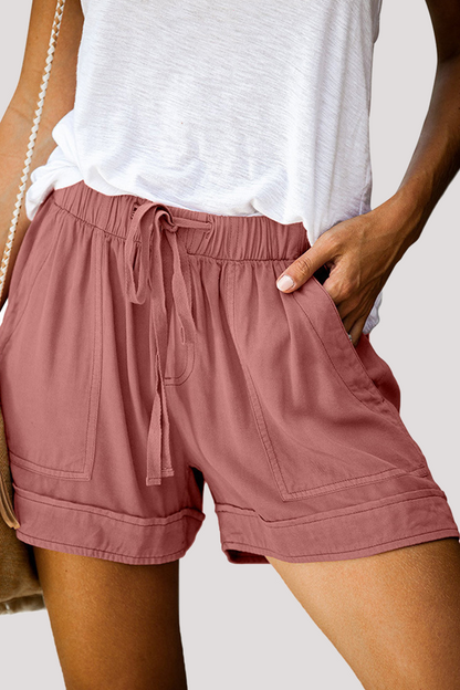 Pantalones rectos de cintura alta con cordón ajustable de color liso (11 colores)