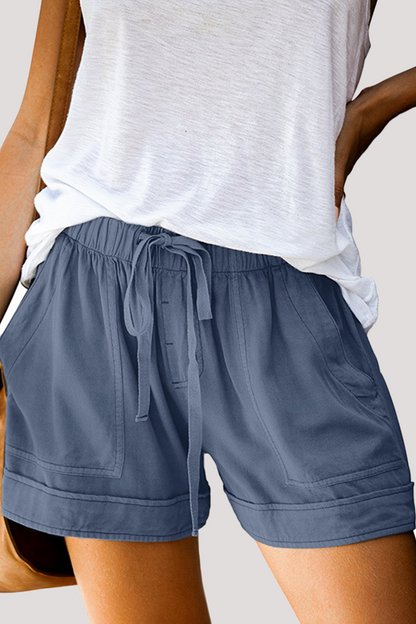 Pantalones rectos de cintura alta con cordón ajustable de color liso (11 colores)