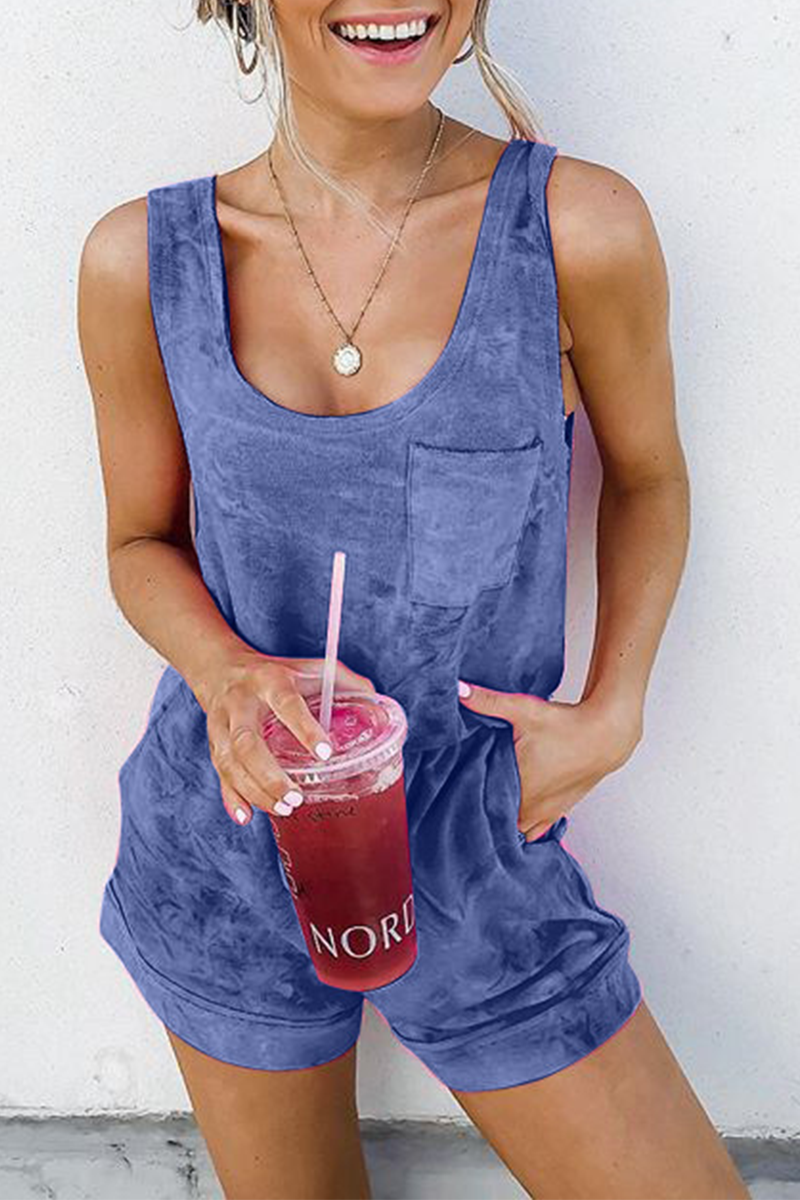 Casual Gradual Change Tie-dye U Neck Regular Jumpsuits(5 Colors)
