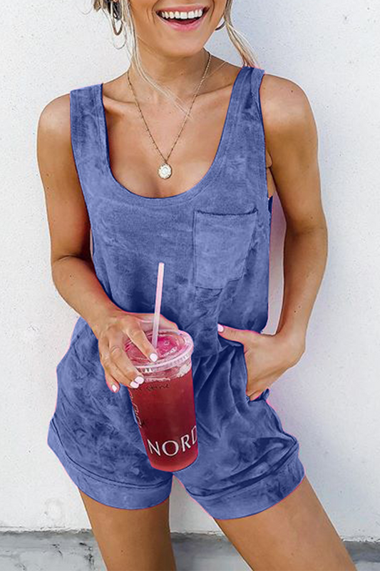 Monos casuales de cuello en U con efecto tie-dye y cambio gradual (5 colores)