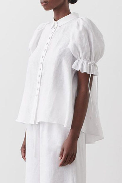 Tops casuales de moda con cuello vuelto y parches sólidos