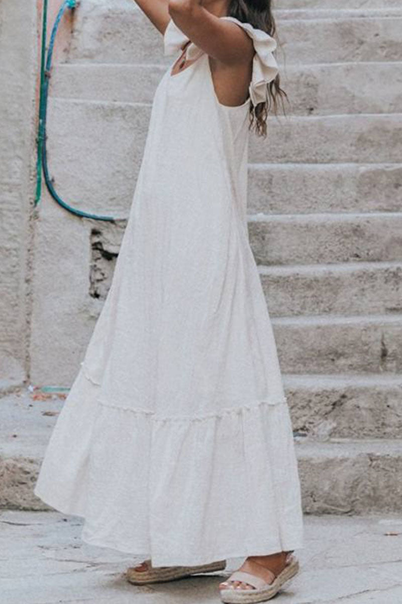 Vestidos de moda de calle, lisos, con cuello redondo y sin mangas